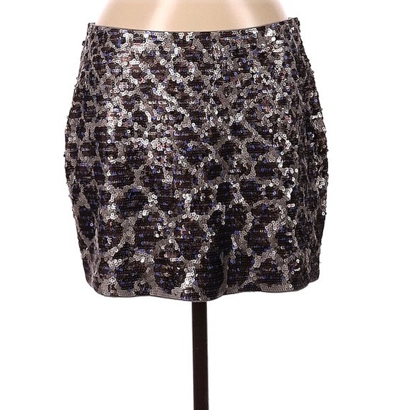 Express Shimmer animal print sequins Paillettes mini skirt size S - Picture 5 of 14